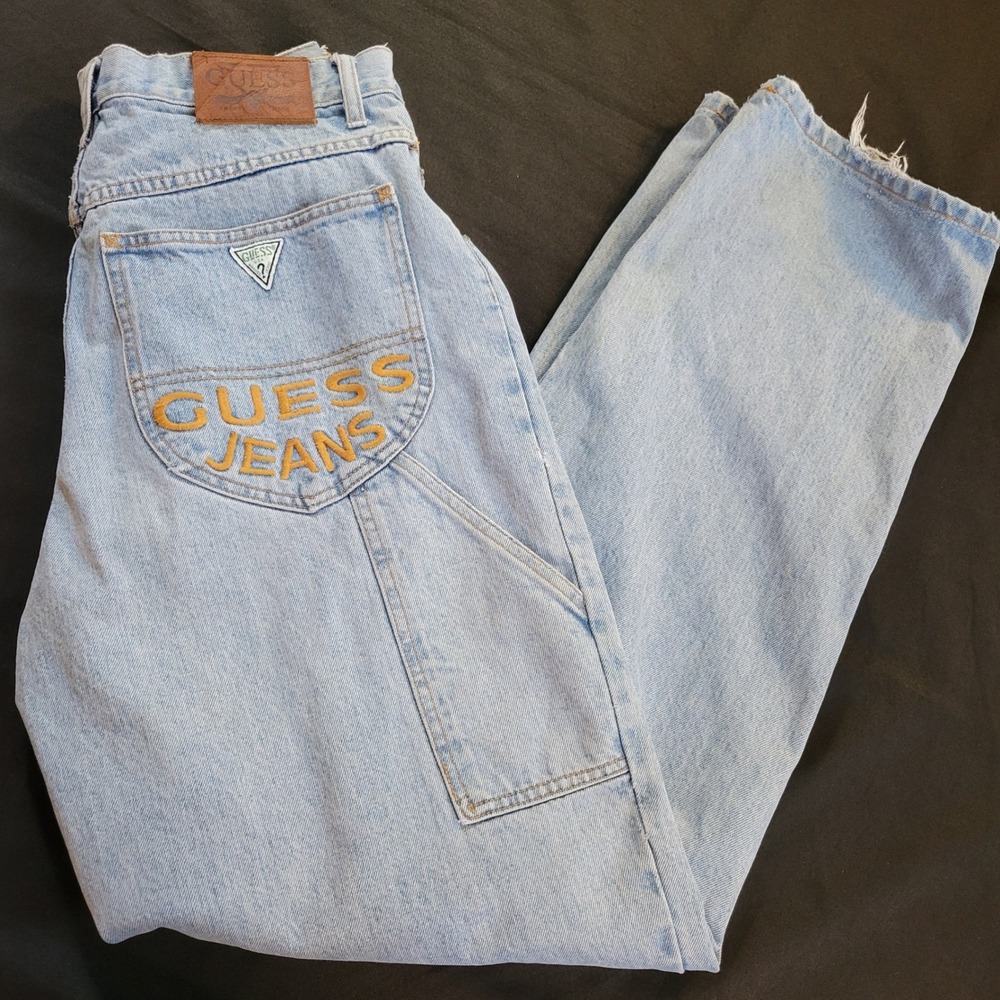 VTG Guess Jeans Georges Marciano Light Wash High Rise Tapered Denim Size 31x33
